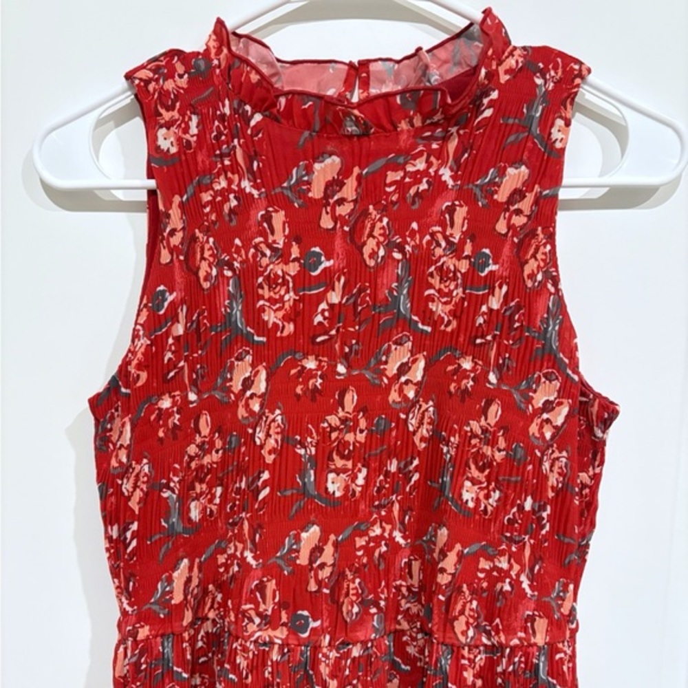 Women's Tribal Printed‎ Plisse Halter Maxi Dress XS Sleeveless Ruffle Pretty - Picture 4 of 10